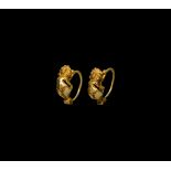 Hellenistic Gold Earrings with Figures
