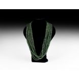 Green Glass Bead Necklace String Group