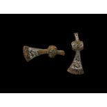 Viking Silver and Niello Inlaid Axehead with Beasts