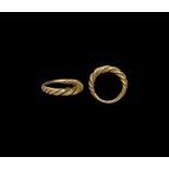 Viking Gold Twisted Rod Ring