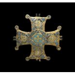 Medieval Limoges Gilt Enamelled Cross Pendant