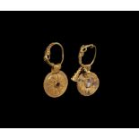 Greek Gold Figural Earring Pair