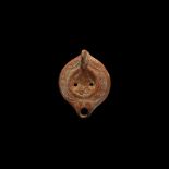 Roman Terracotta Oil Lamp with Bust