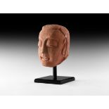 Chinese Ming Red Stone Devil Head