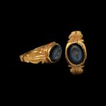 Roman Gold Ring with Conch Gemstone