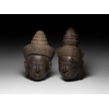 South East Asian Statue Head Pair