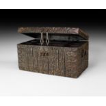 Post Medieval Iron Decorated Wooden Casket