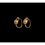 Roman Gold Shield-Shaped Earrings