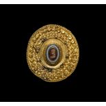 Large Roman Gold Brooch with Apollo Gemstone