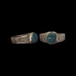 Roman Silver Ring with Cross Gemstone