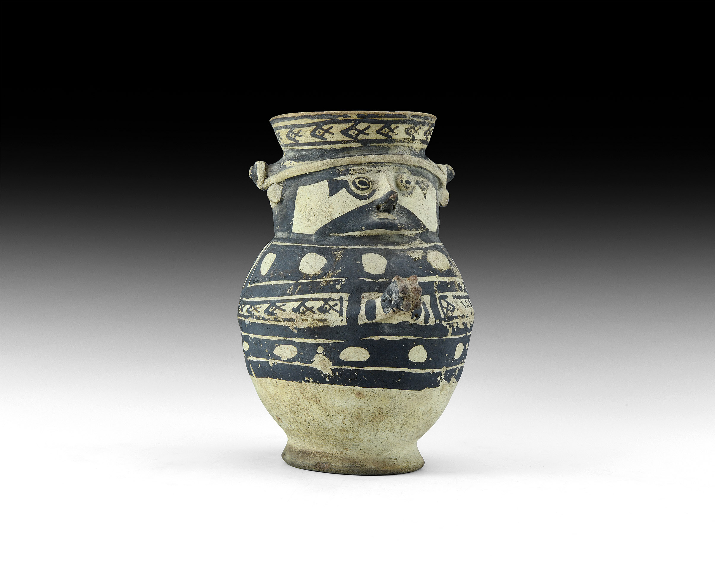 Pre-Columbian Chancay Painted Face Vessel