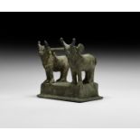 Western Asiatic Yoked Bulls Statuette