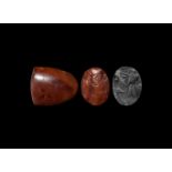 Phoenician Figural Stamp Seal with Figure and Lion
