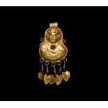 Eastern Greek Gold Bust Pendant