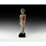 Large Egyptian Striding Polychrome Wooden Figure