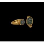 Byzantine Gold Ring with Monogram Gemstone
