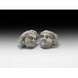 Roman Marble Cupid Face Pair