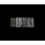 Western Asiatic Old Akkadian Cylinder Seal with Two Contest Scenes