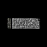 Western Asiatic Cylinder Seal with Hunting Scene