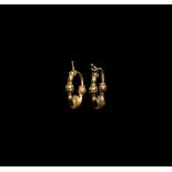 Greek Gold Hinged Earring Pair