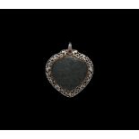 Islamic Silver Pendant, Calligraphic Plaque, Ruby