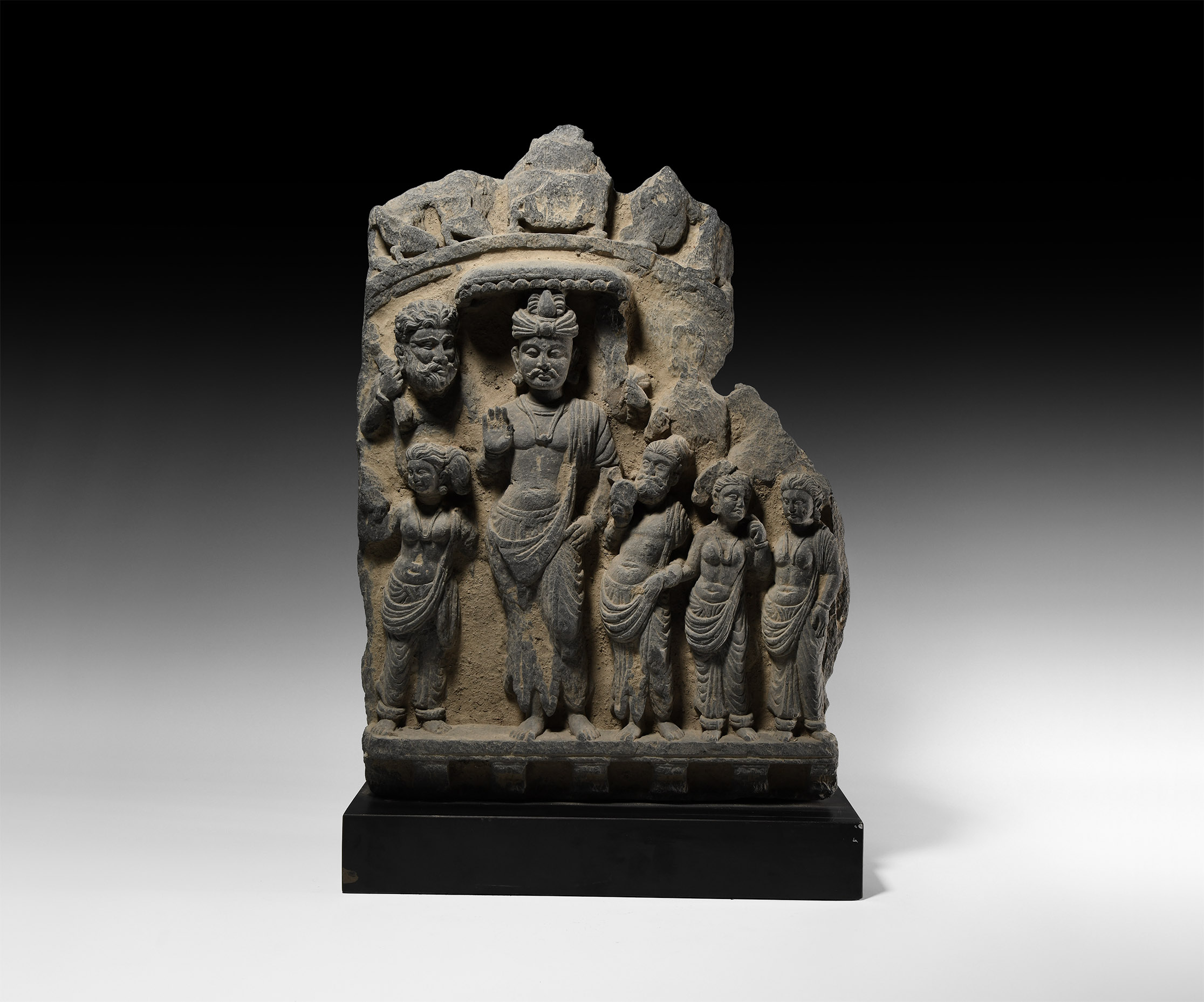 Gandharan Buddha with Disciples Frieze Fragment