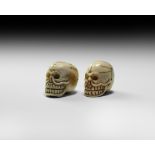 Tibetan Bone Skull Bead Pair