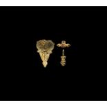 Medieval Gilt Pendant and Mount Group