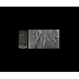 Western Asiatic Neo-Babylonian Cylinder Seal with Contest Scene