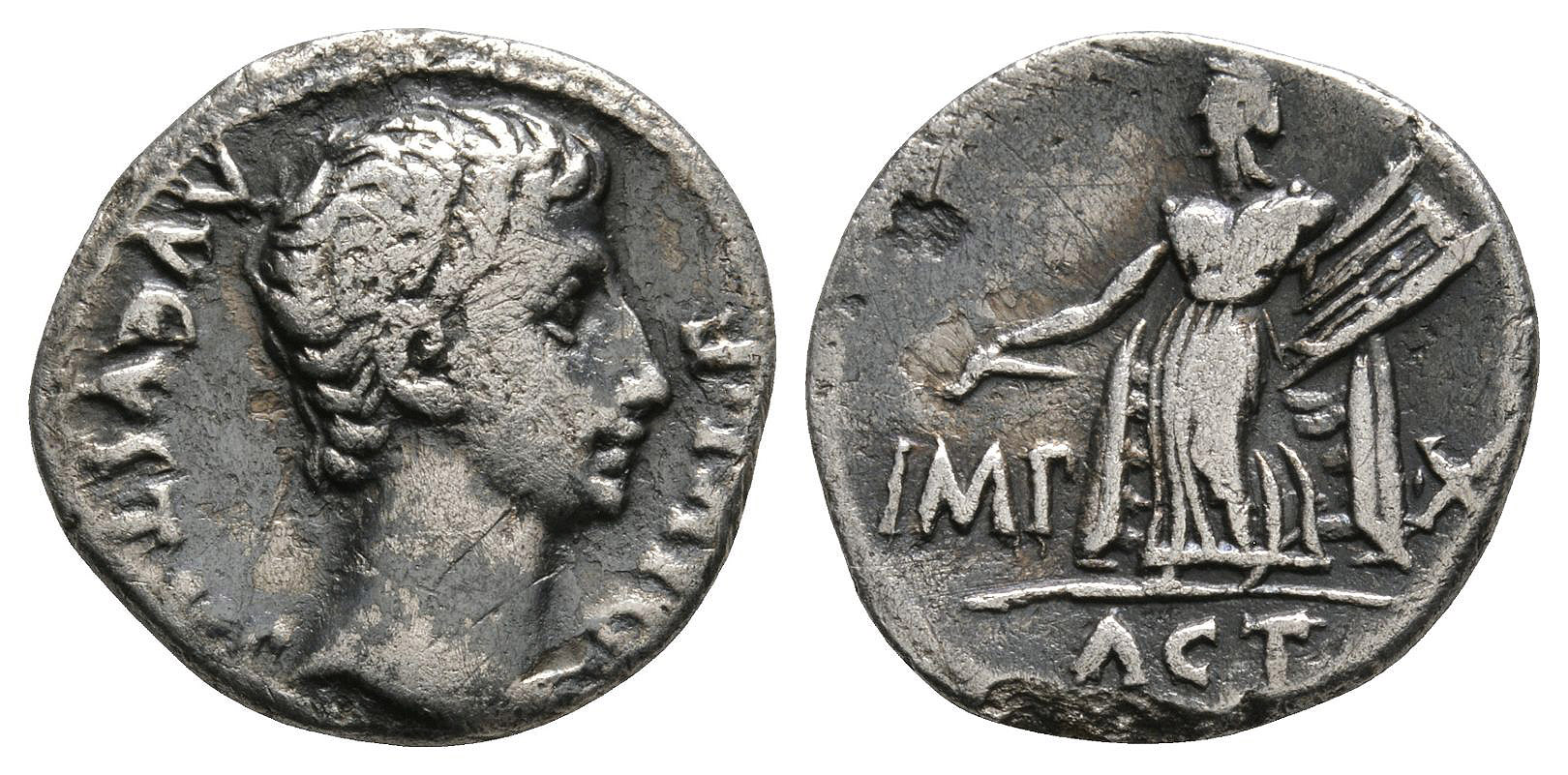 Augustus - Actian Apollo Denarius