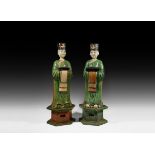 Chinese Ming Glazed Attendant Pair