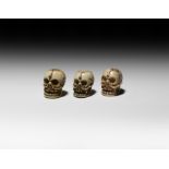 Tibetan Bone Skull Bead Trio