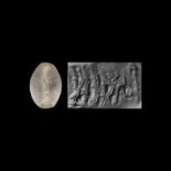 Western Asiatic Neo-Babylonian Bead Seal with Deities Ninurta and Gula
