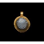 Roman Gold Pendant with Medusa Gemstone