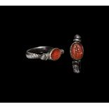 Roman Silver Ring with Asclepius Gemstone