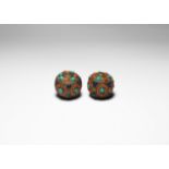 Tibetan Jewelled Bead Pair