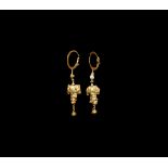 Hellenistic Gold Filigree Earrings with Horse Heads