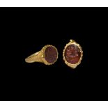 Eastern Roman Gold Ring with Diana Gemstone