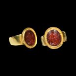 Roman Seated Roma Gemstone in Gold Ring