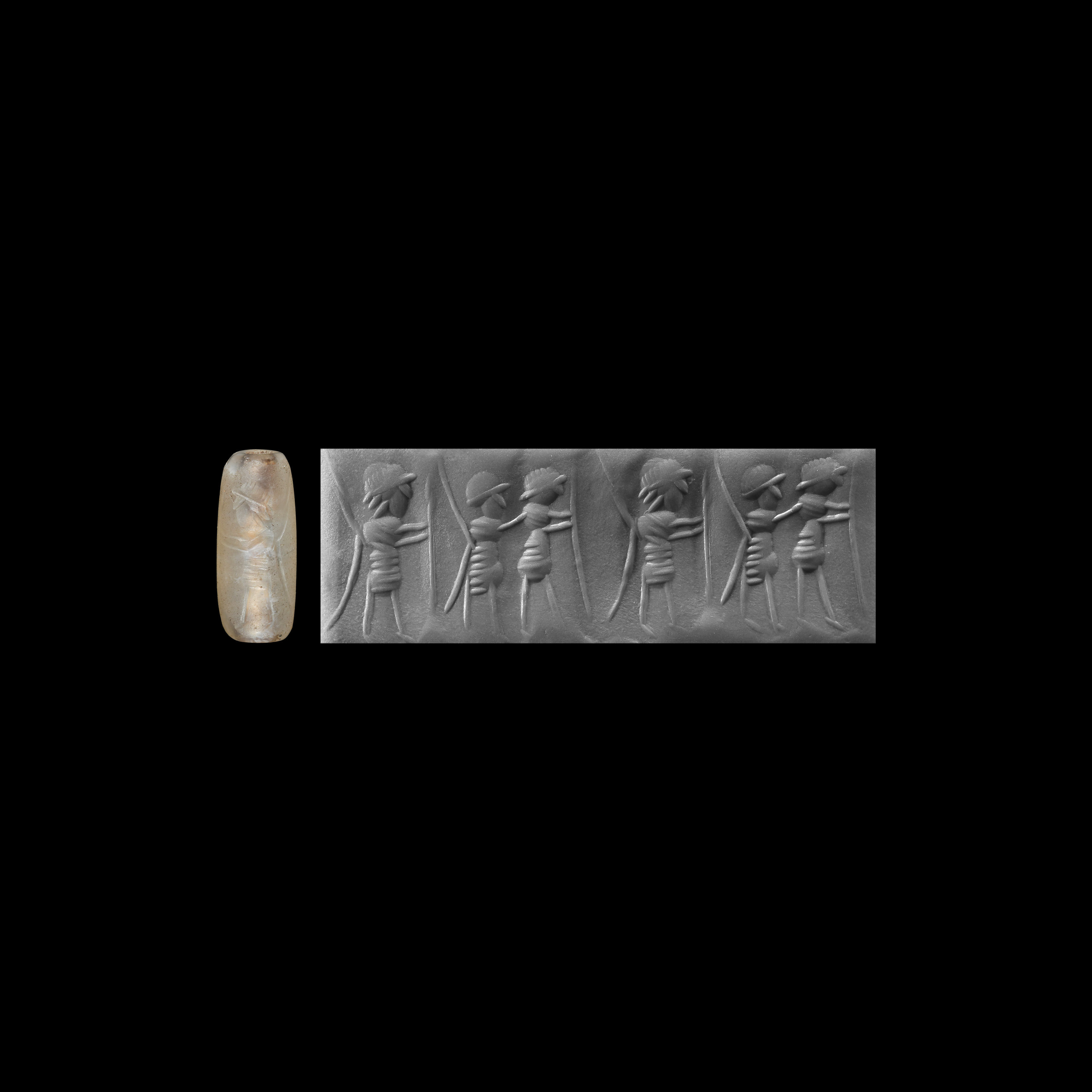 Neo-Babylonian Cylinder Seal with Warriors