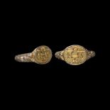 Elizabethan Gilt Silver Signet Ring with IHS