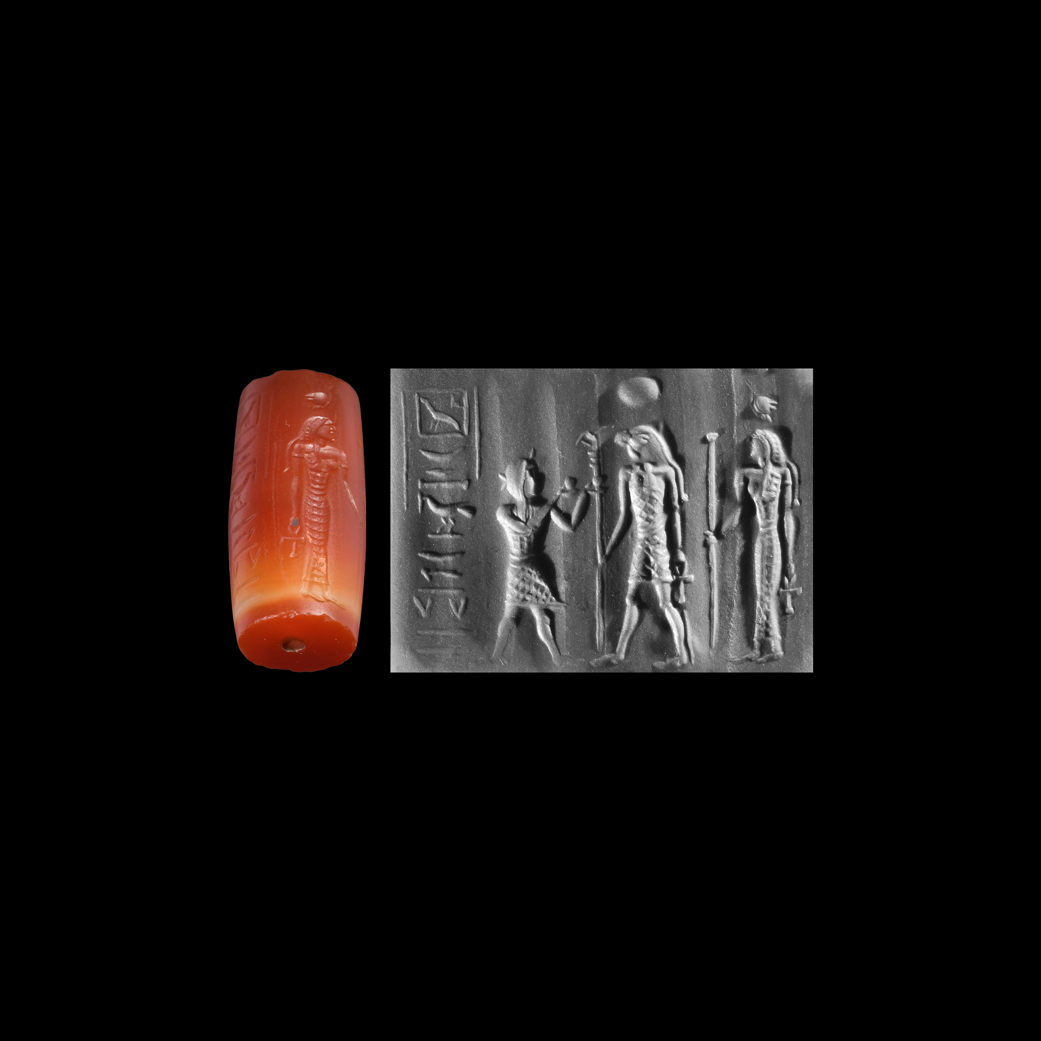 Aegypto-Phoenician Cylinder Seal with Worshipping Scene