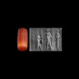 Aegypto-Phoenician Cylinder Seal with Worshipping Scene