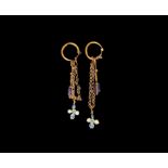 Byzantine Gold Earring Pair with Cross Pendants