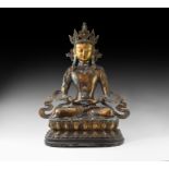 Large Tibetan Gilt Sitting Arya Tara Figure