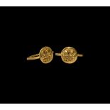 Byzantine Gold Ring with Cross and Facing Busts