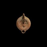 Roman Terracotta Oil Lamp with Reclining Figure