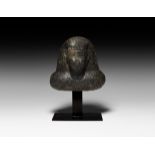 Egyptian Diorite Bust of a Dignitary with Hieroglyphic Inscription