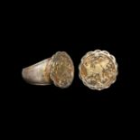 Medieval Gilt Silver Ring with Lion