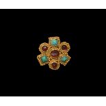 Roman Gold Jewelled Filigree Mount